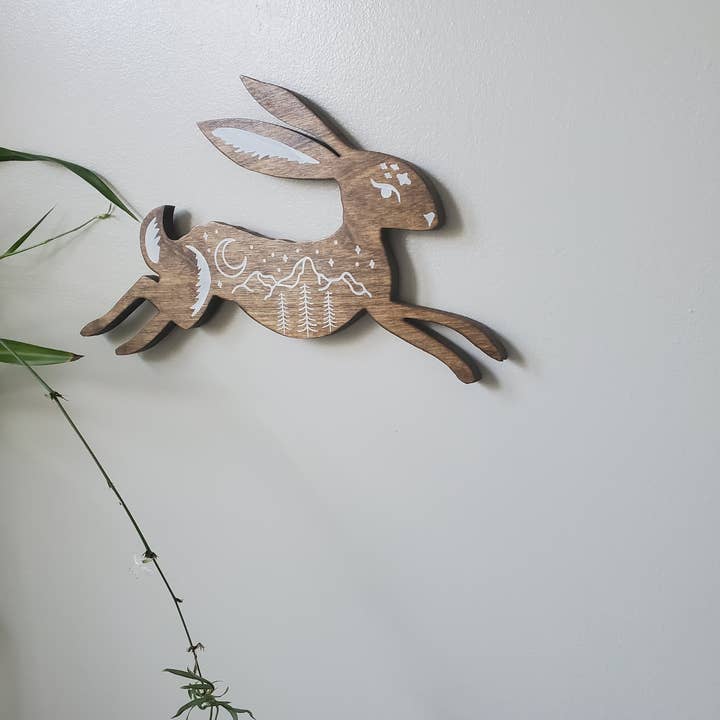 Studio Wildflower - Wholesale Wall Accent - Rabbit decor wood wall art, Celestial nursery art