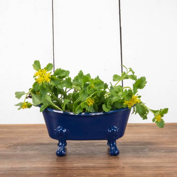 Foreside Home & Garden - Wholesale Bath Soap Dish - Navy Blue Distressed Enamel Bathtub Soap Dish