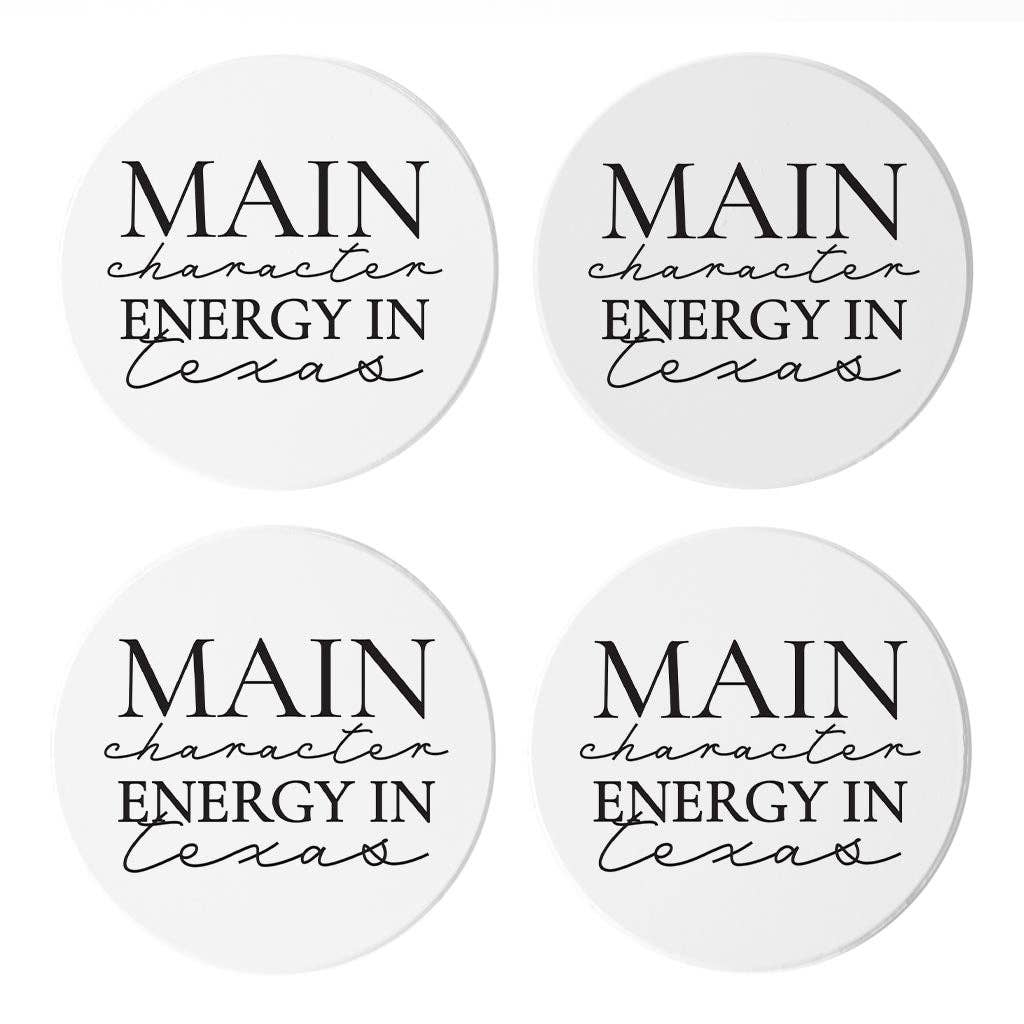 Love Local - Wholesale Coasters - Modern Main Character Energy In Texas | Absorbent Coasters | Set of 4 | Min 20