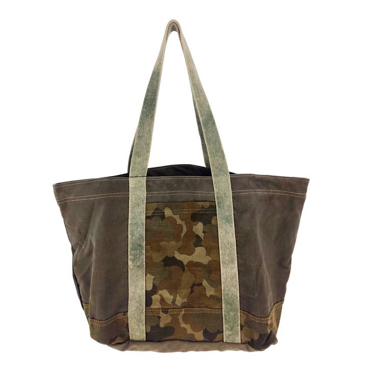 Vintage Addiction - Vendita all'ingrosso Borsa tote - Donna - Grande borsa da tenda riciclata con camouflage