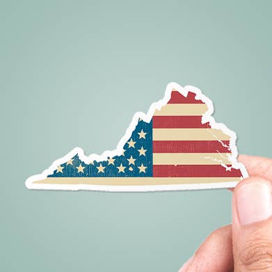 Virginia American Flag Sticker Vinyl Decal for wholesale by CJ's Sticker Shop
