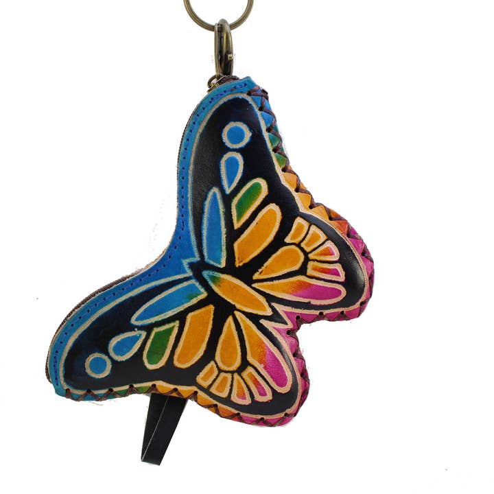 Cp3552 Butterfly Wristlet Leather handmade coin purse wallet for wholesale by Sunflower Handmade leather inc