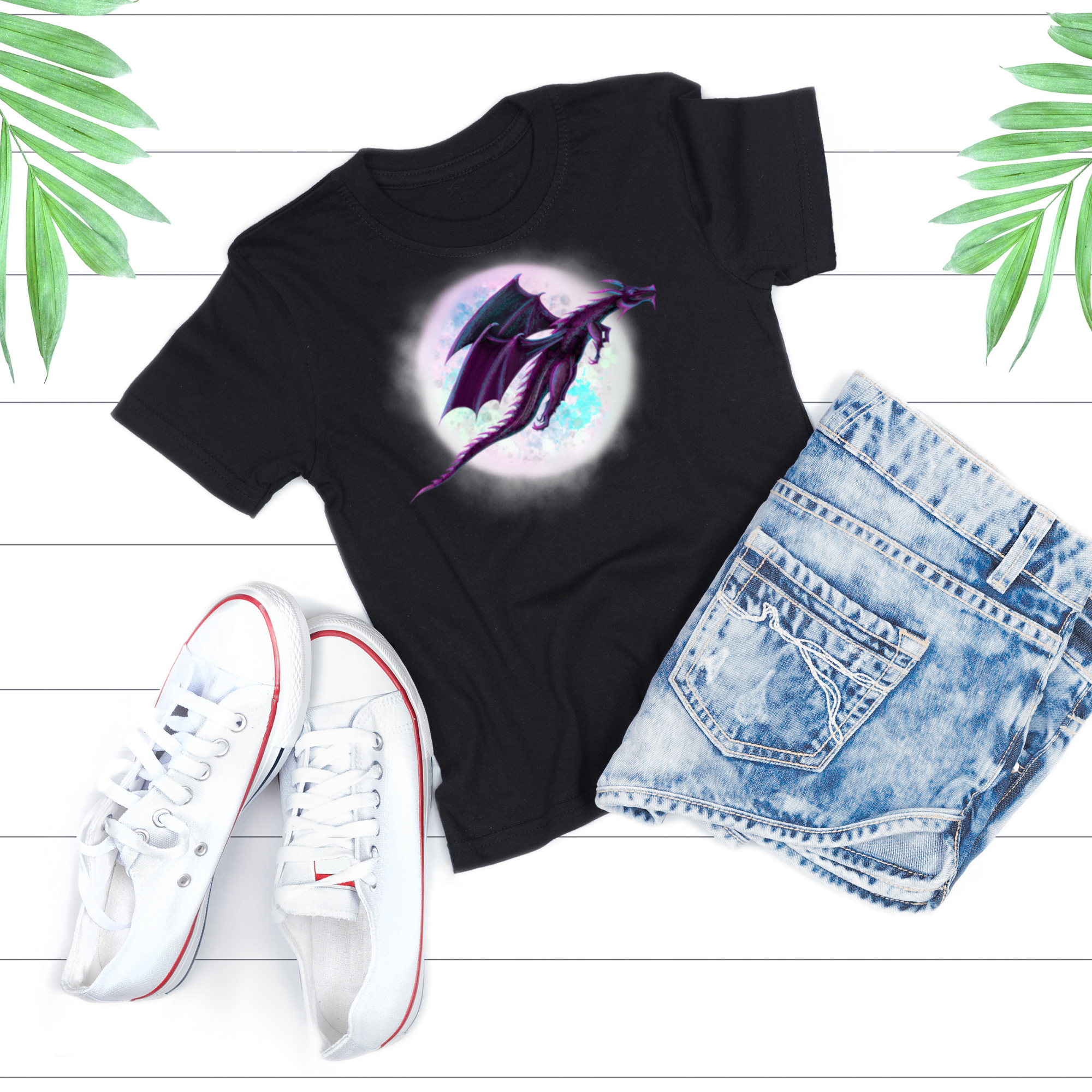 Hannah Kate Makes - Wholesale T-Shirt (Graphic) - Unisex - Dragon Moon T-shirt - Black - 100% Cotton - Gothic Whimsy8