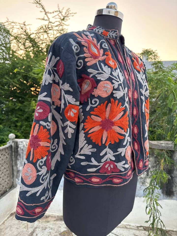 bhavnas boutique - Wholesale Jacket - Women's - Handmade Cotton Suzani Jacket Floral Embroidery Jackets