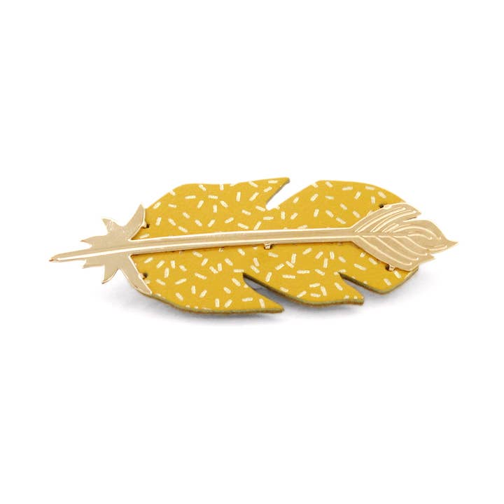 Gefieder - Brosche Feder Leder Krähe für den Großhandel von Peau de Fleur