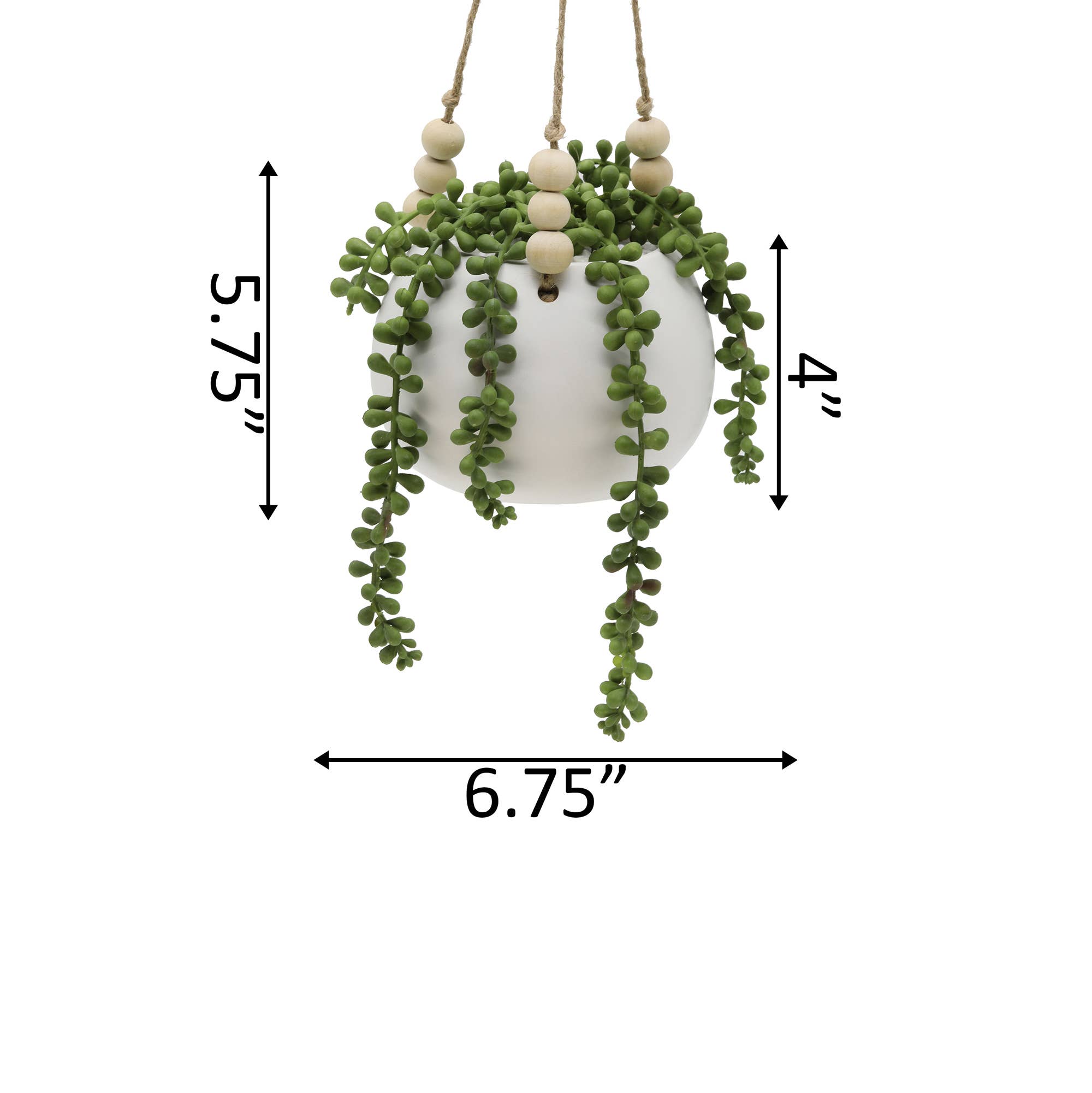 Flora Bunda Inc - Wholesale Hanging Planter - Hanging Faux String of Pearls in White Ceramic Pot2