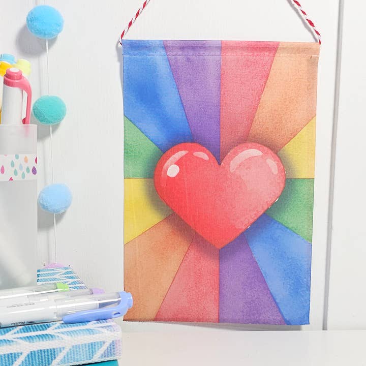 Rainbow Heart Mini Banner for wholesale by FunUsual Suspects