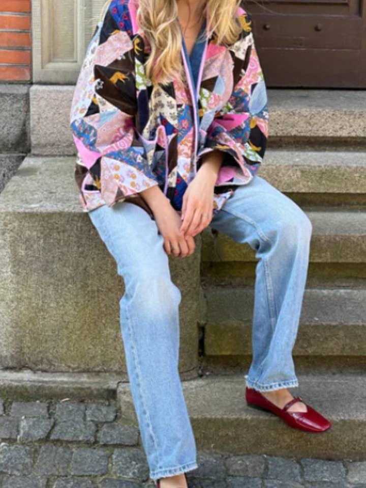 Mult Unique bohemian Patchwork quilted jacket for wholesale on Faire