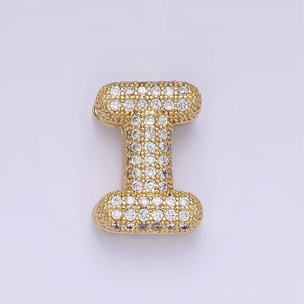 Aim Eternal – wholesale Individual charm/pendant – 14K Gold Filled 15mm Micro Paved Balloon Bubble Initial Letter Pendant | A1171-A11838