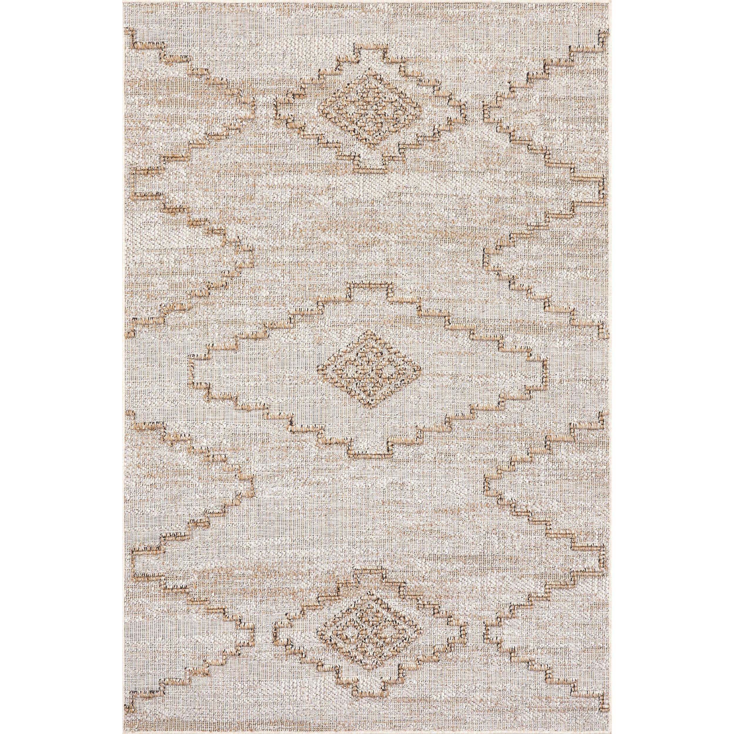 Beige Tapis intérieur/extérieur Izetta Southwestern High-Low en vente sur Faire0