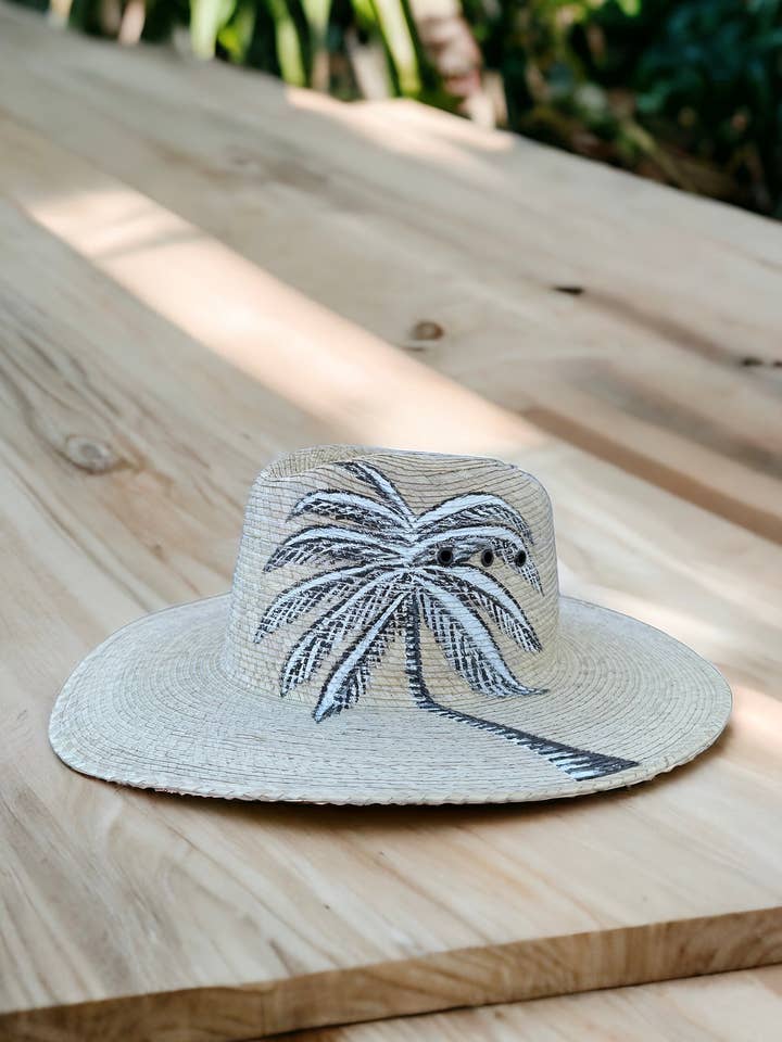 Chapéu de Palha de Palma Pintado Tropics por atacado de Bella Soul