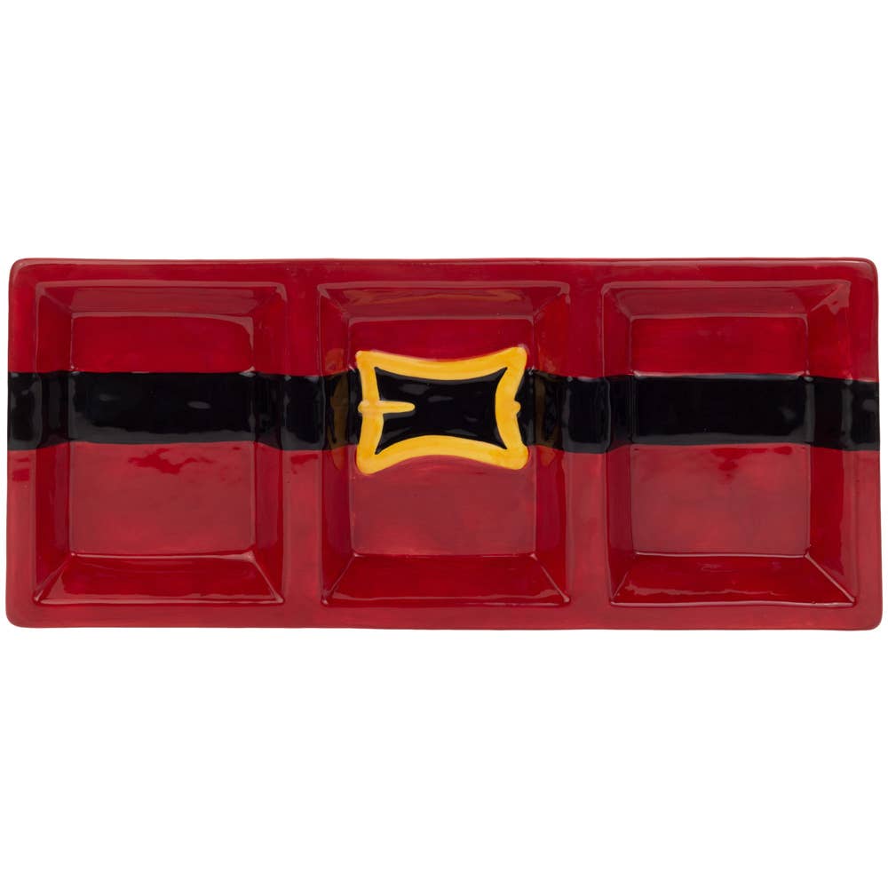 Boston International - Venta al por mayor Bandejas/platos/boles decorativos - Cinturón navideño de cerámica con tres platos de Papá Noel de 14 pulgadas de largo0