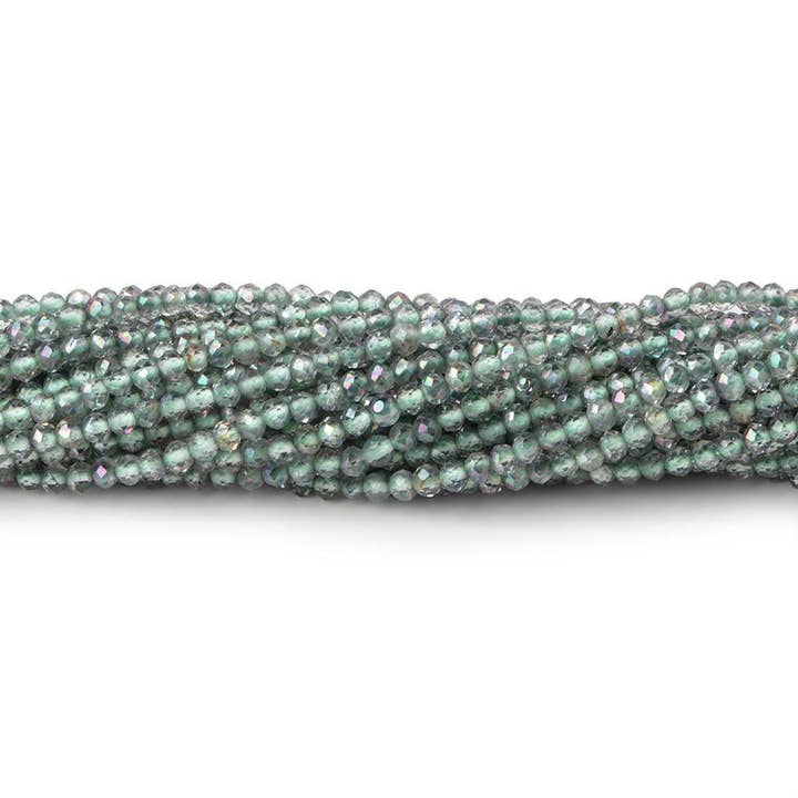 2mm Mystic Green Topaz micro faceted rondelle beads 13 inch 180 pieces for wholesale by The Bead Traders