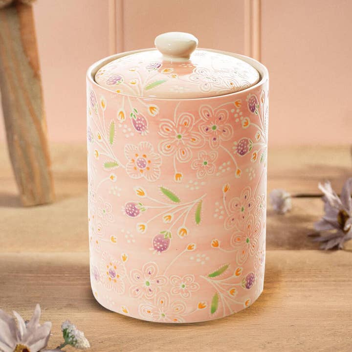 Ditsy Floral Stoneware Hand Painted Canister for wholesale by Langs