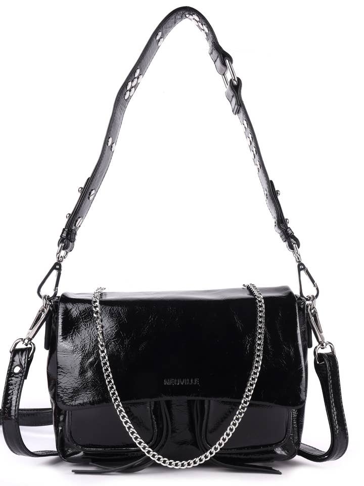 MAXKE Crunch Svart Läder Axelväska & Crossbody-väska för wholesale av Neuville