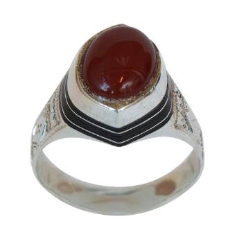 Sterling Silver Ebony and Agate Ring for wholesale by Mystics and Sages