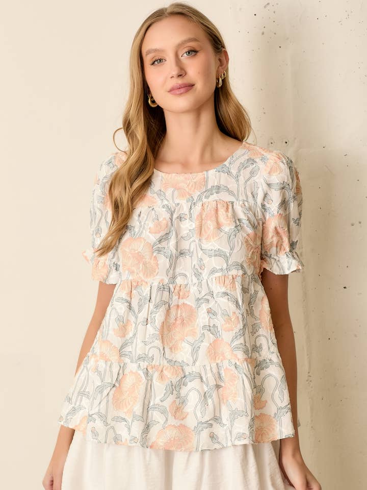 PLUS SIZE PRINTET TOP MED RUND HALS for engroshandel hos Polagram by Wellmade USA