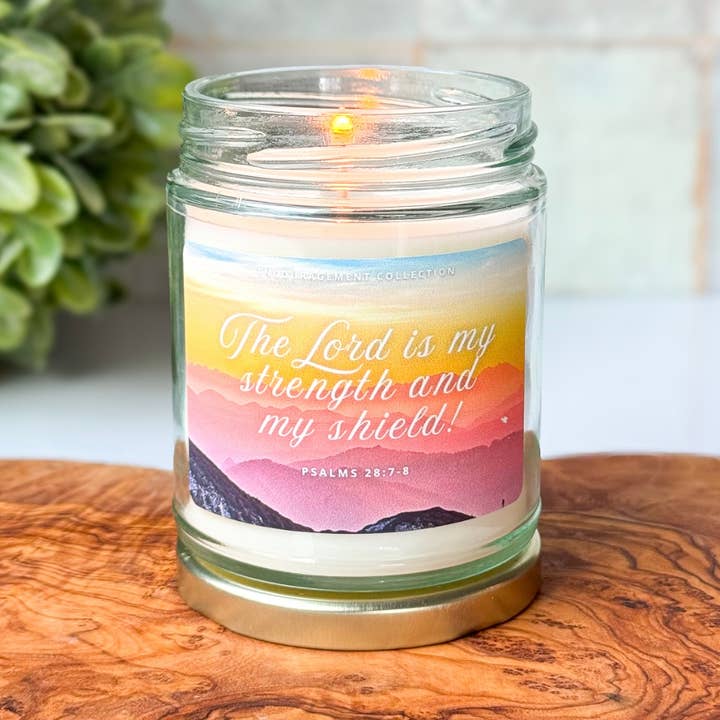 Spirit Glow Home & Body Essentials – wholesale Jar/filled candle – Psalms 28:7-8 - Bible Verse Candles - 7oz. Soy Wax 1
