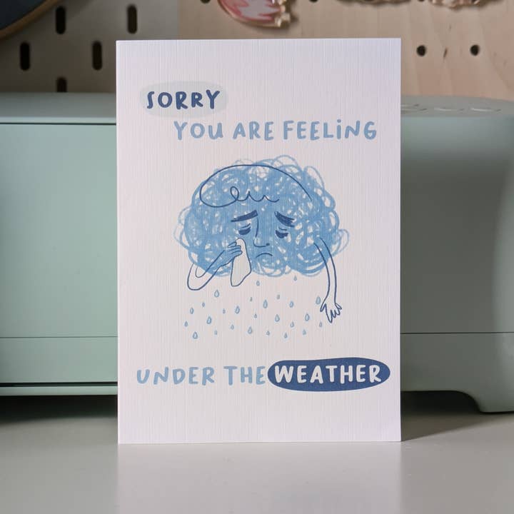 Rain Greeting Card (Sorry you are feeling under the weather) for wholesale by Maison Phoenix