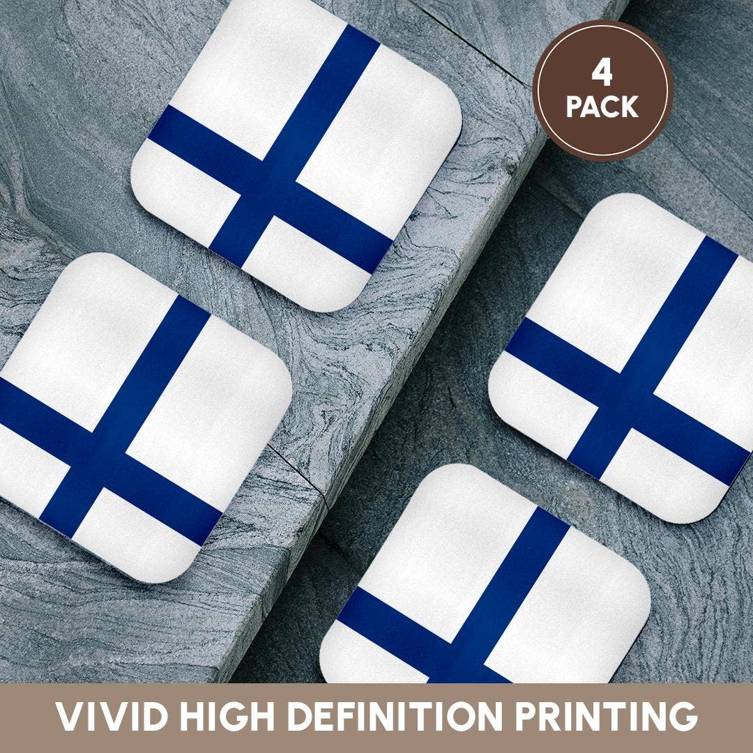 3dRose – Großhandel Untersetzer – 3dRose, Flagge von Finnland - Finnisches blaues Nordisches Kreuz auf weiß - Skandinavisches Kreuz - Europa Skandinavien Welt, Untersetzer12