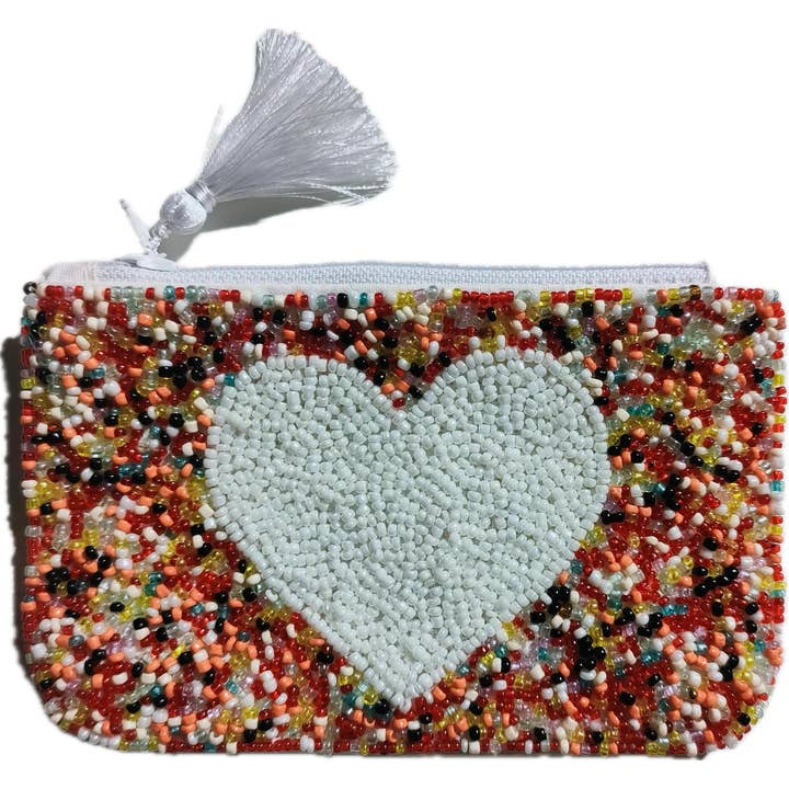 Muno - Wholesale Coin Purse - Women's - Handcrafted Beaded Heart Pouch * Gift *2