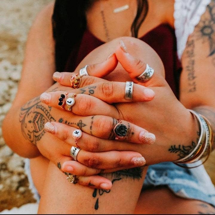 Salt and Sparkle - Wholesale Band/Stacked Ring - Moon Phases Celestial Silver Ring5