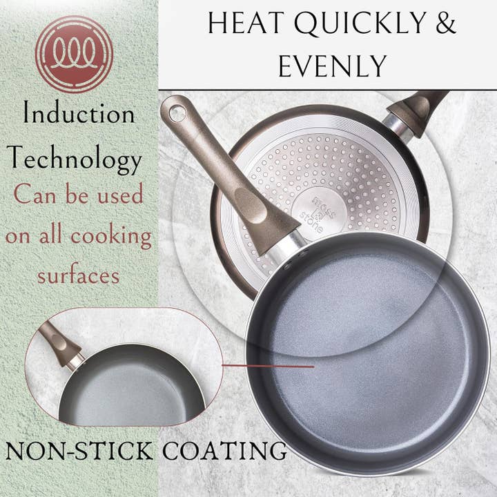 Moss & Stone - Wholesale Cookware set - 6 Piece Nonstick Cookware Set, Pots And Pans Set Non stick With Glass Lid, Induction Cookware, Stay-Cool Handles, PTFE/PFOA (6 Pcs Dark Grey)2