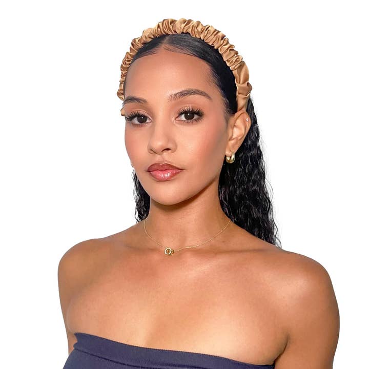 GRACE & COMPANY - Wholesale Fashion Headband - Women's - Gemma Ruched Satin Headband - Plum4