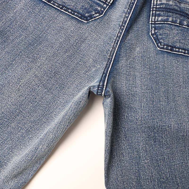 Marron Tro en jean à grandes poches, coupe droite et élégante, en patchwork, PT002 en vente sur Faire19