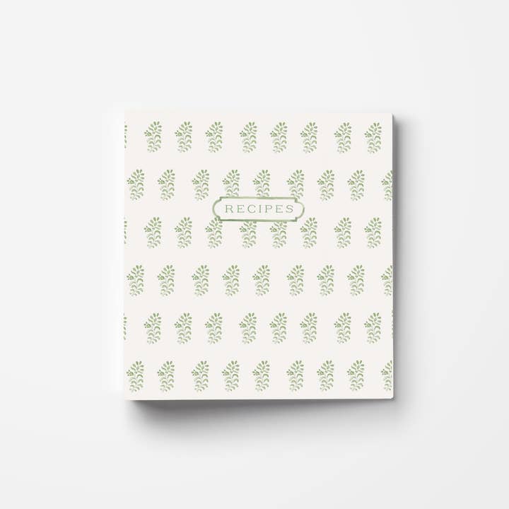 Classeur de recettes à 3 anneaux à imprimé au bloc en vert pour la vente par The Illustrated Life