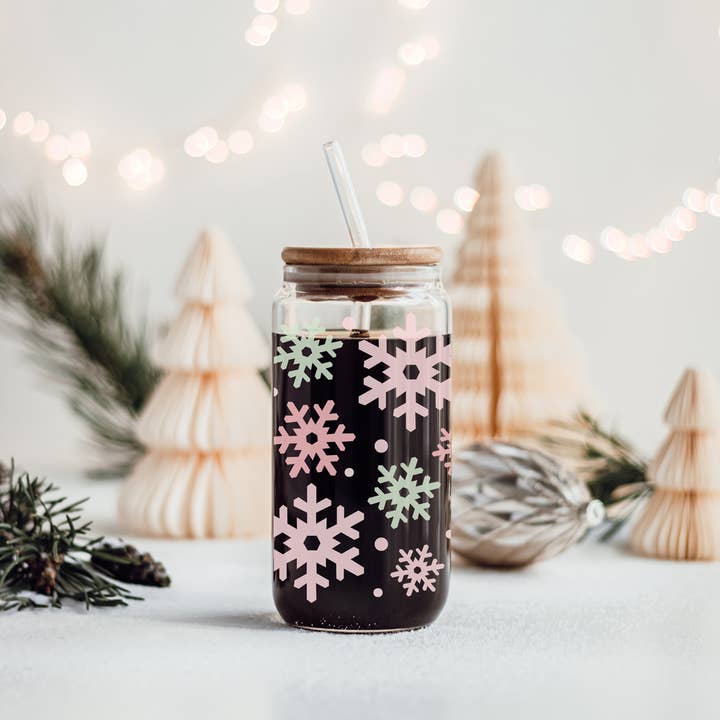 Gia Roma - Wholesale Drinking Glass/Cup - Candy Cane Christmas Can Glass. Cup With Glass Straw & Lid9