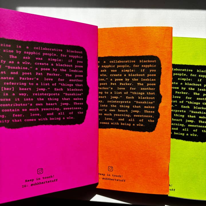 UNFOLDZinesandArt - Wholesale Crafts, Hobbies & DIY - Sapphic Blackout Poetry Zine, Things That Make My Heart Jump7