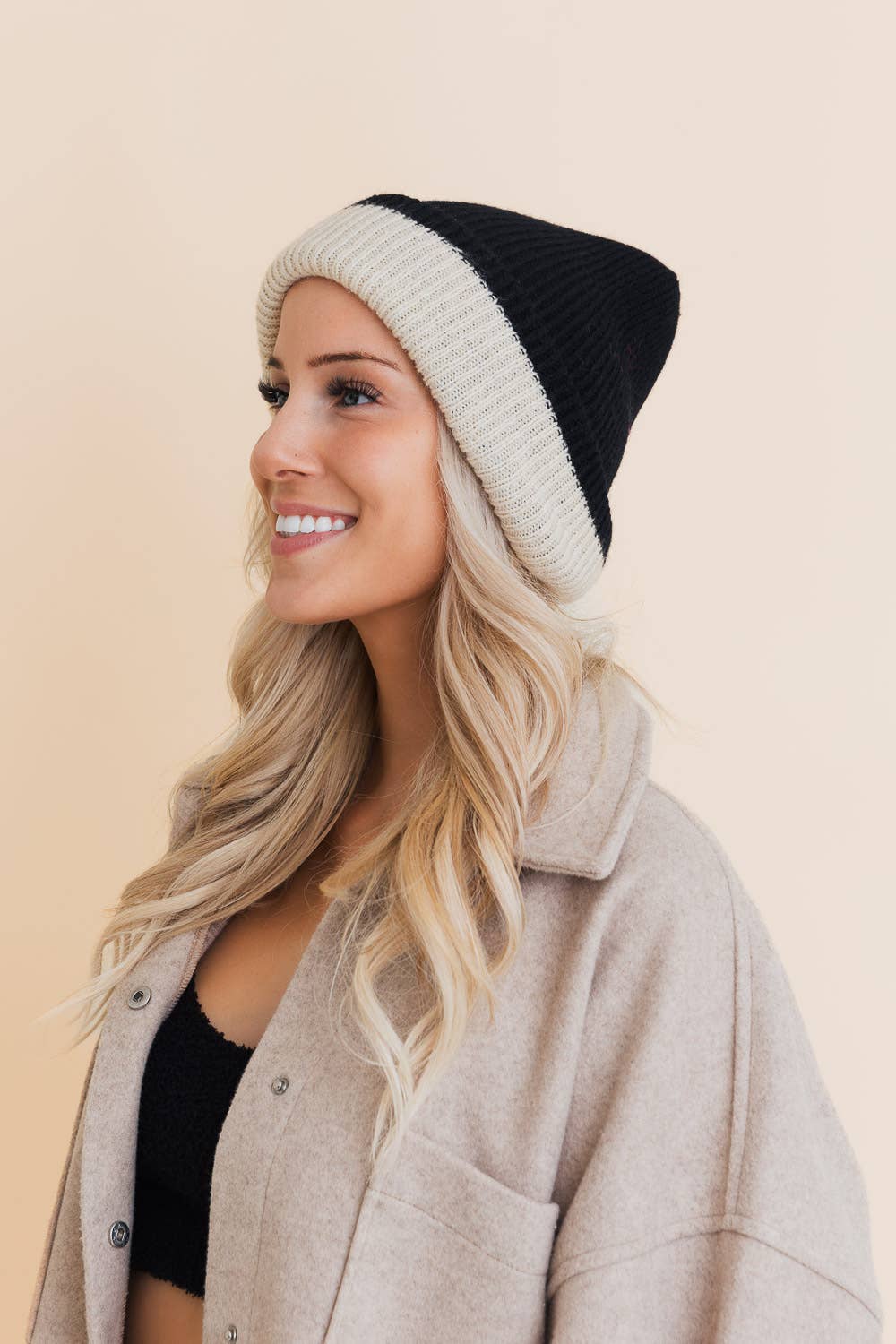 Leto Accessories - Wholesale Beanie - Women's - Basic Knit Two Tone Beanie - 4 Cute Colors6