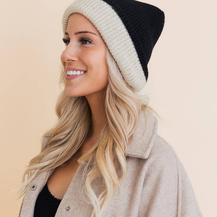 Leto Accessories - Wholesale Beanie - Women's - Basic Knit Two Tone Beanie - 4 Cute Colors6