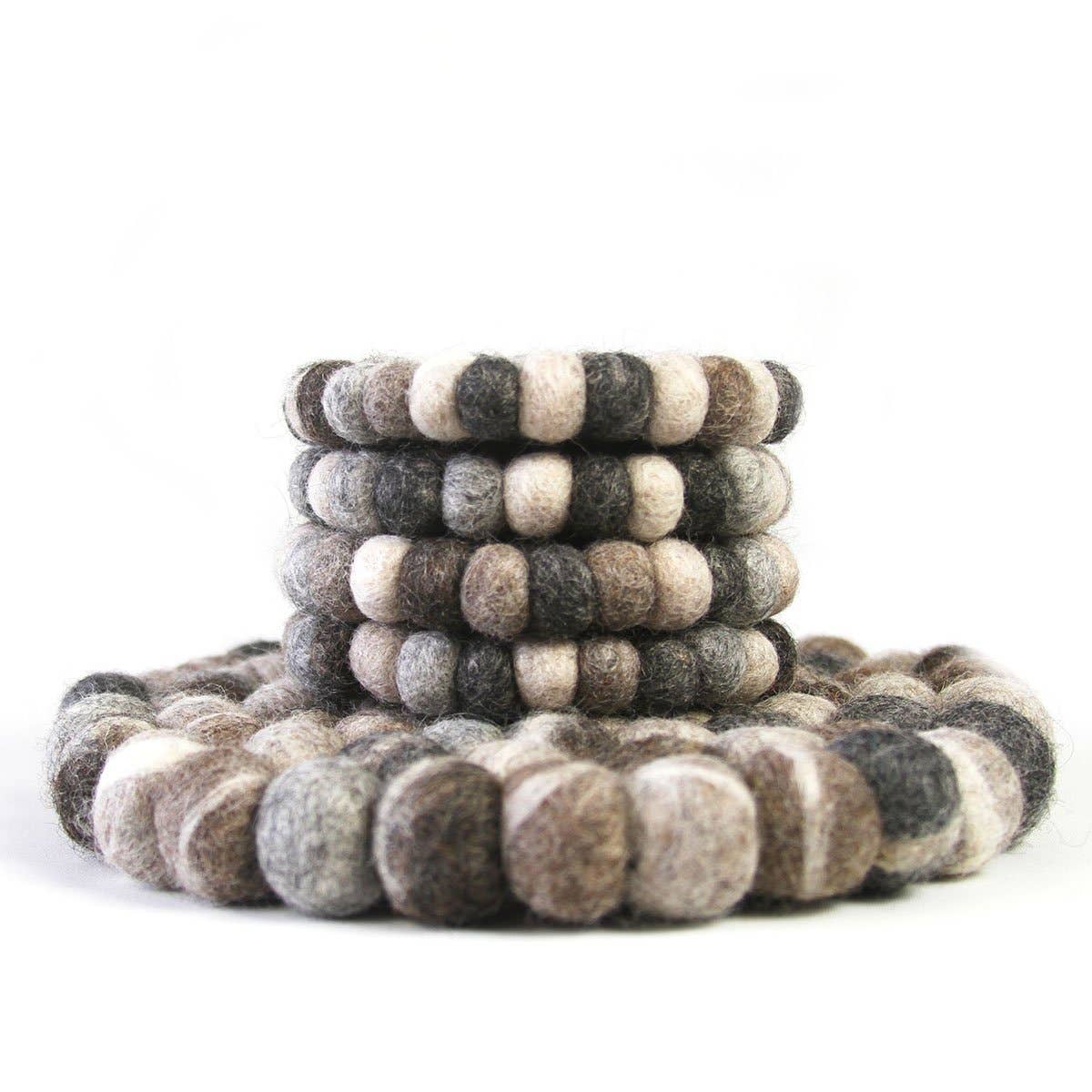 Global Crafts - Wholesale Trivet - Tie Dye Grey Felt Ball Trivet2