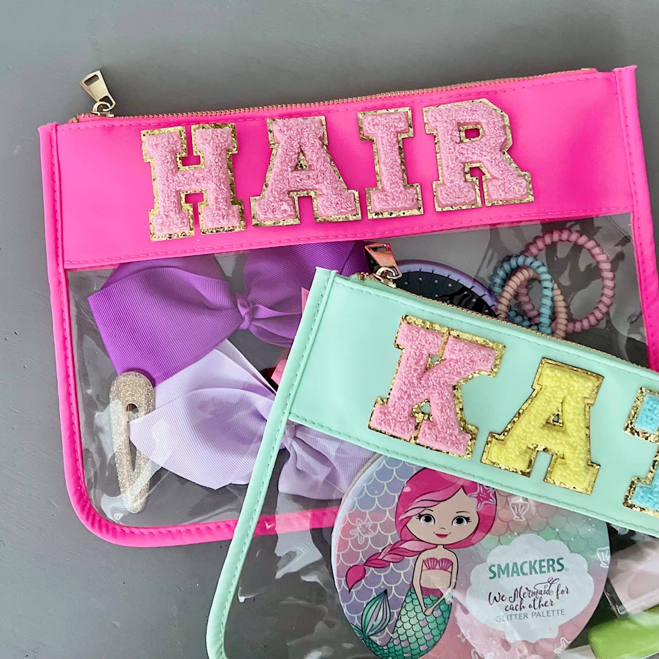 Palmy Pineapple - Wholesale Pouch - Women's - Nylon Top Clear Pouch with Chenille Letters of Your Choice7