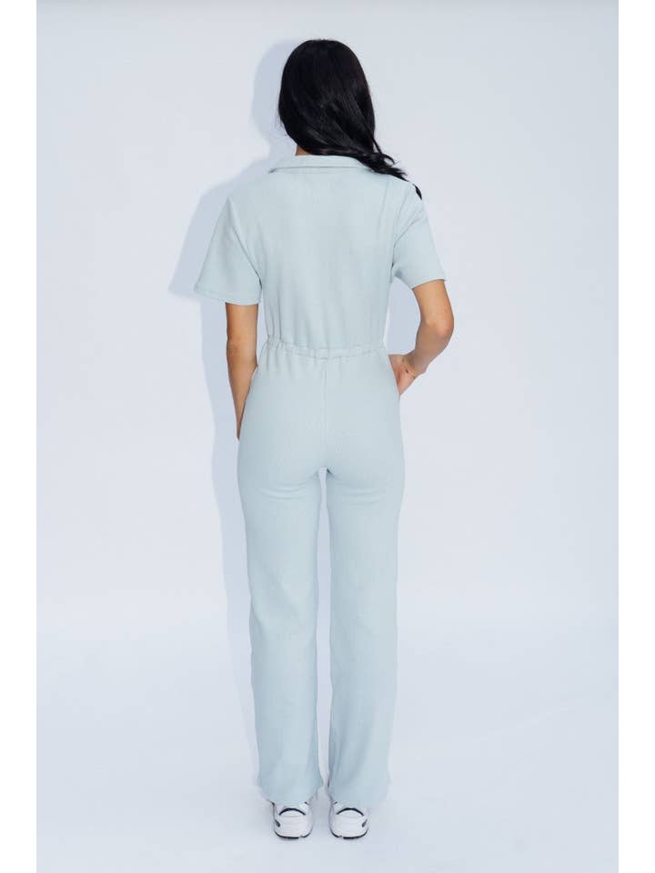 Wildflo Studio - Wholesale Jumpsuit - Women's - Ribbed Polo Jumpsuit Silver