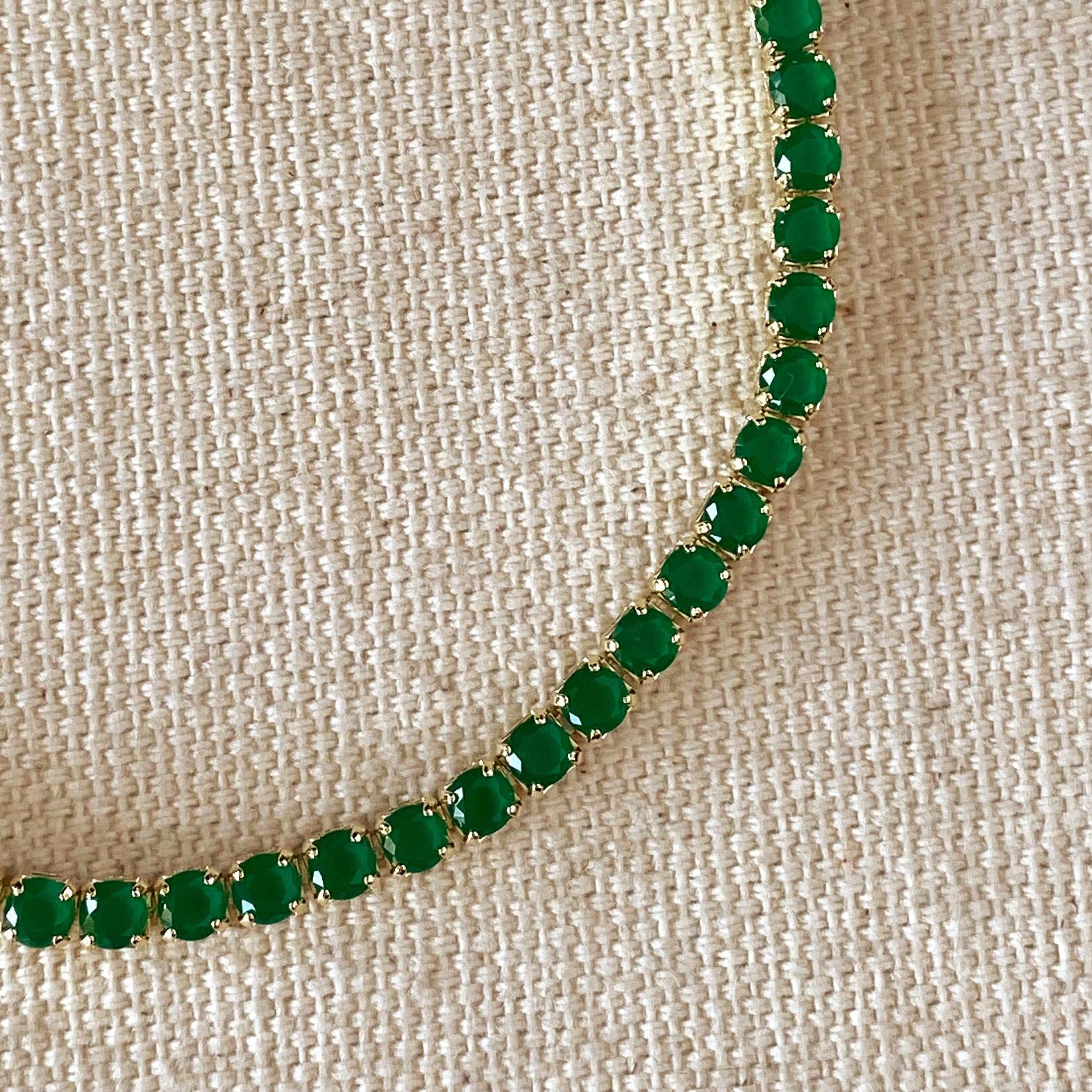 GoldFi - Wholesale Tennis Bracelet - 18k Gold Filled 3mm Cubic Zirconia Emerald Bracelet1