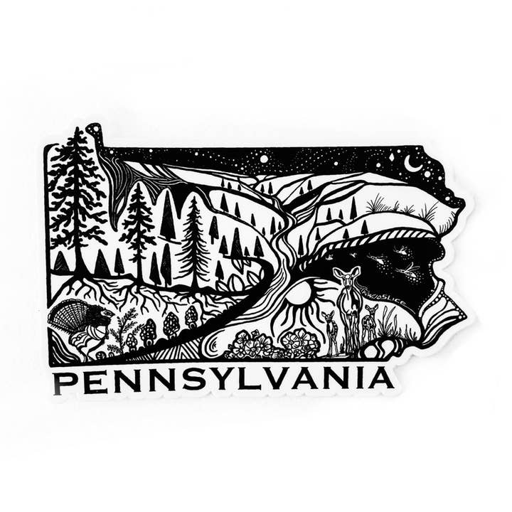 Pennsylvania State Sticker 4" sticker for wholesale by Wild Slice Designs