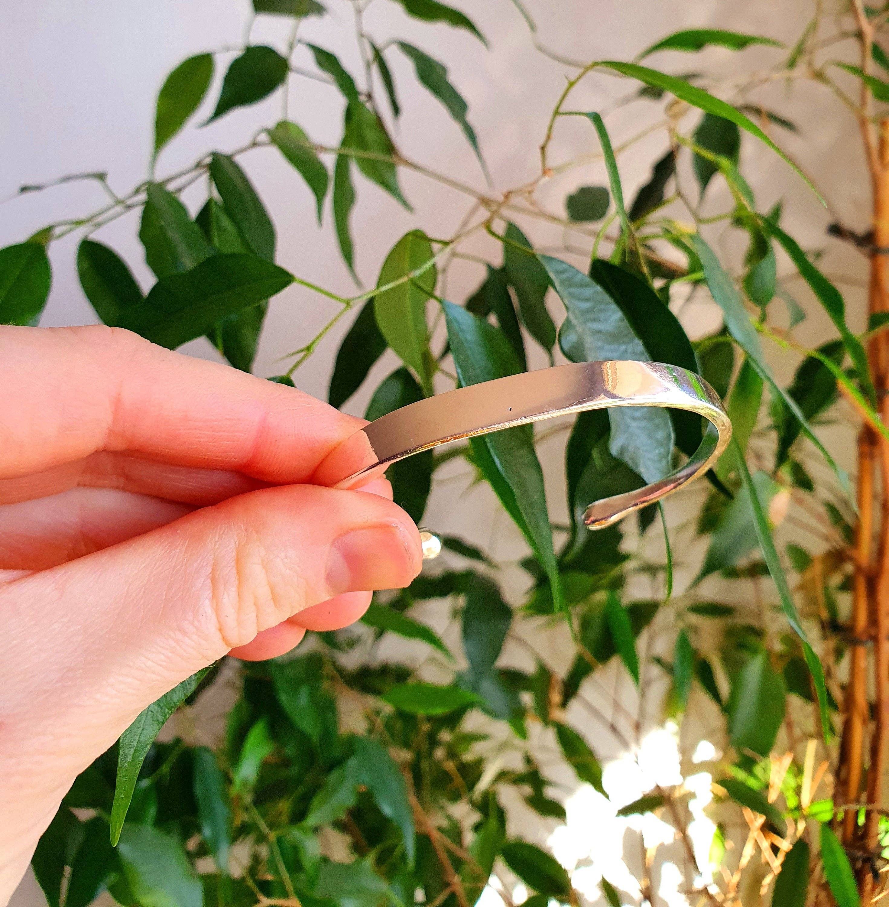 Kaali Boutique - Venta al por mayor Brazalete - Pulsera simple chapada en plata maciza / Brazalete / Boho / Étnico / Rústico / Bohemio / Hippie / Gitano / Joyería /4