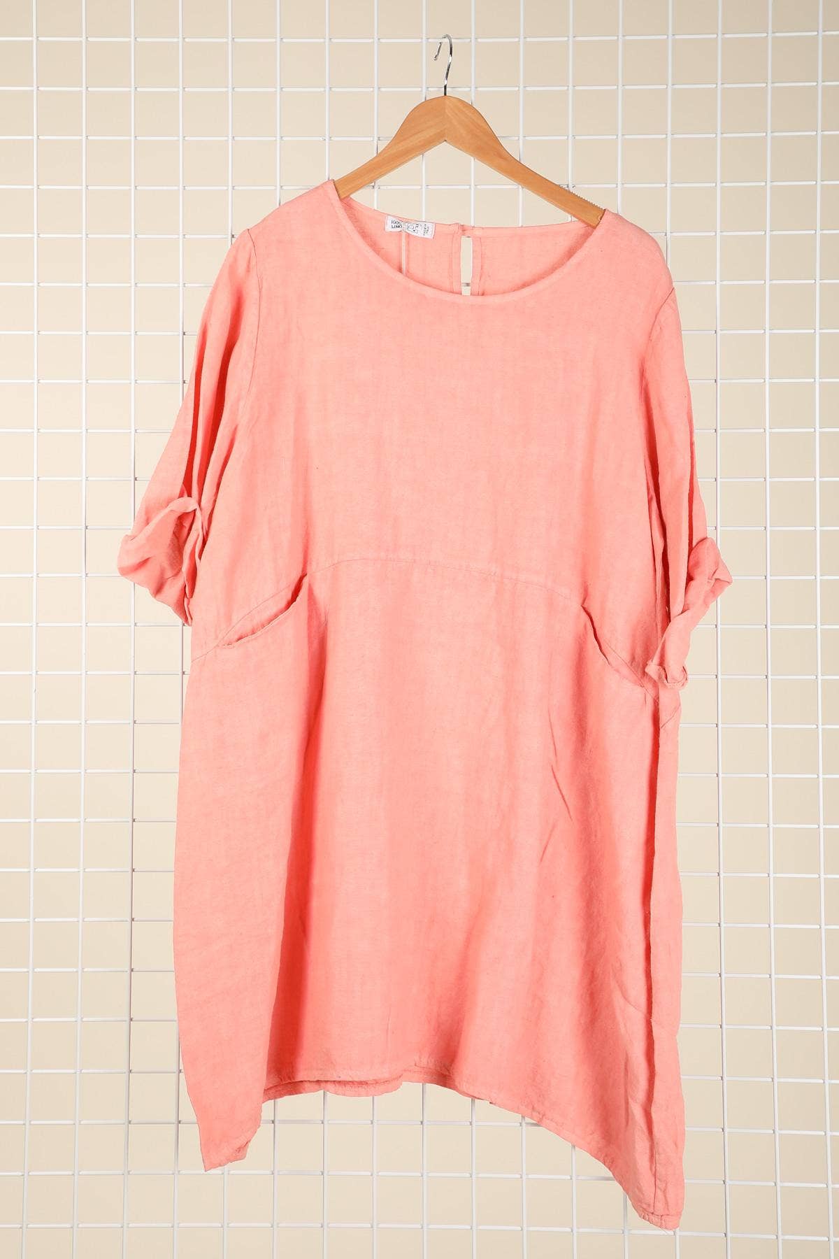 la maison des fibres naturelles – Engroshandel Kjole - Dame – Kort hørkjole med rund hals i 100 % hør 67199