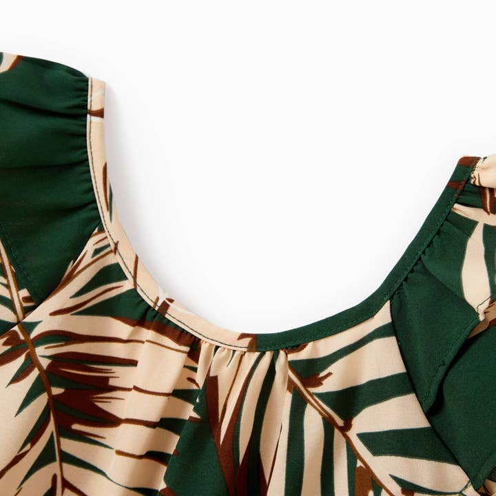 Verde Oscuro Conjunto de Ropa de Vacaciones Hawaianas Verde Tropical a Juego para la Familia de venta al por mayor en Faire2