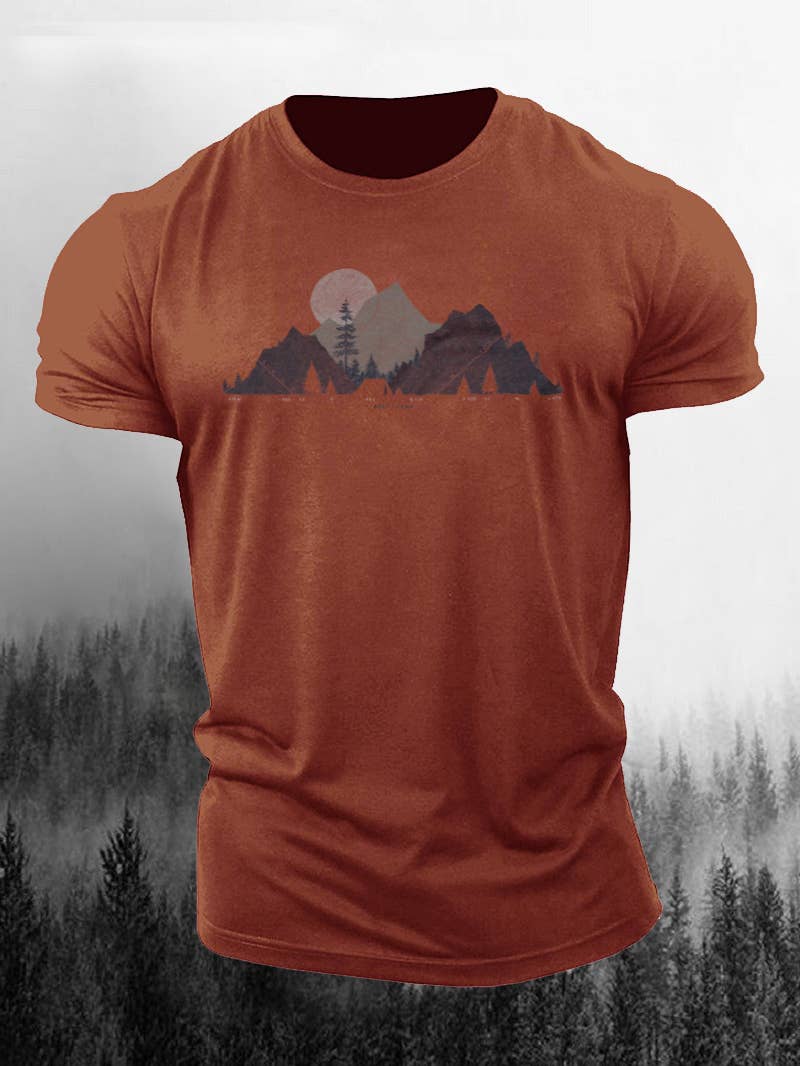 Brown Mountains Printed Casual Men's T-Shirt for wholesale on Faire0