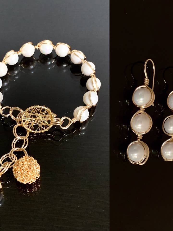 Shell pärlarmband & örhängen i guldpläterad! för wholesale av Diana Wingert Jewelry