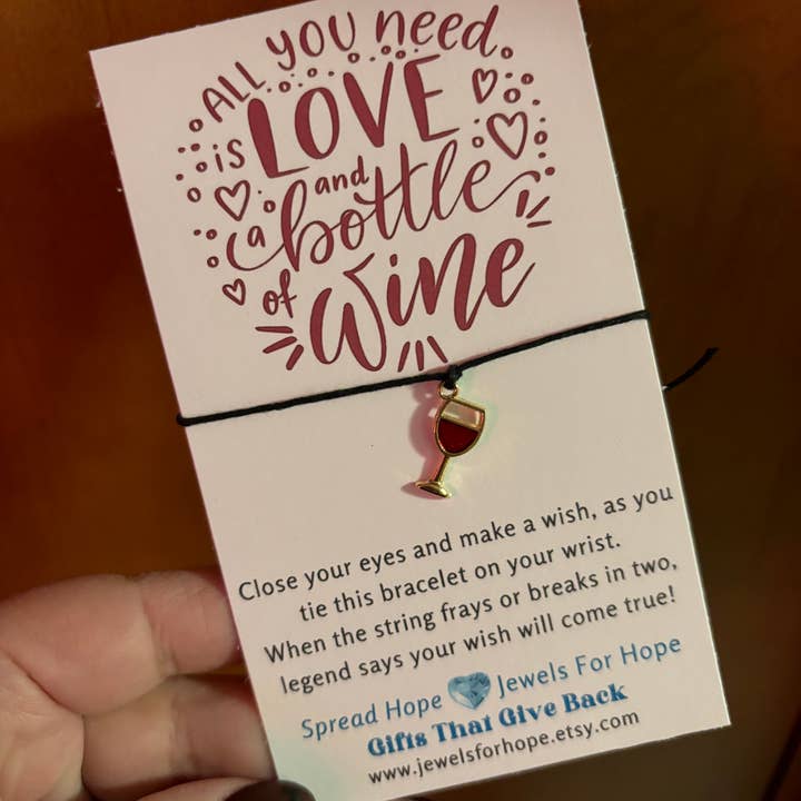 Jewels For Hope - Wholesale Charm/Dangle Bracelet - Wine Lovers, Wine Wish Bracelet, Love Charm Jewelry