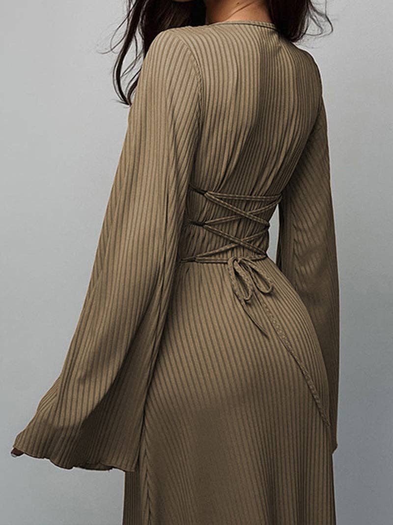 safistyle - Wholesale Dress - Women's - Flare Sleeves Square Neck Maxi Dress11