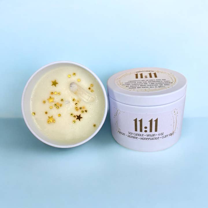 Raven’s Hearth - Wholesale Travel Candles - 11:11 Candle | Honeysuckle & Jasmine | 4 oz | Vegan