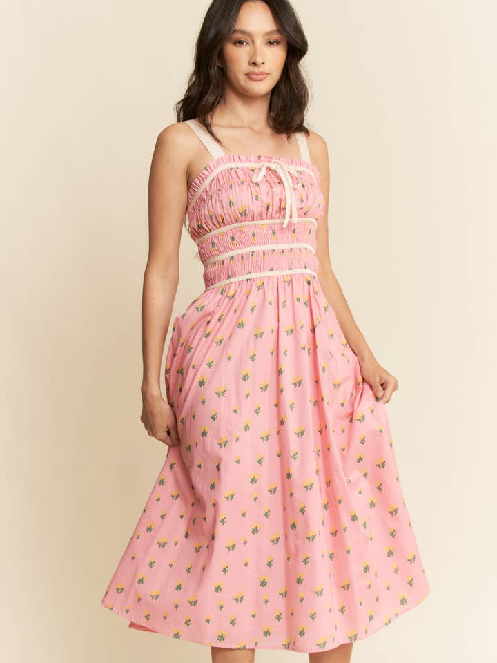 Davi & Dani - Vente Robe – femme - ROBE MIDI EN VELOURS À SMOCKING AVEC PLUS DE CONTRASTE4