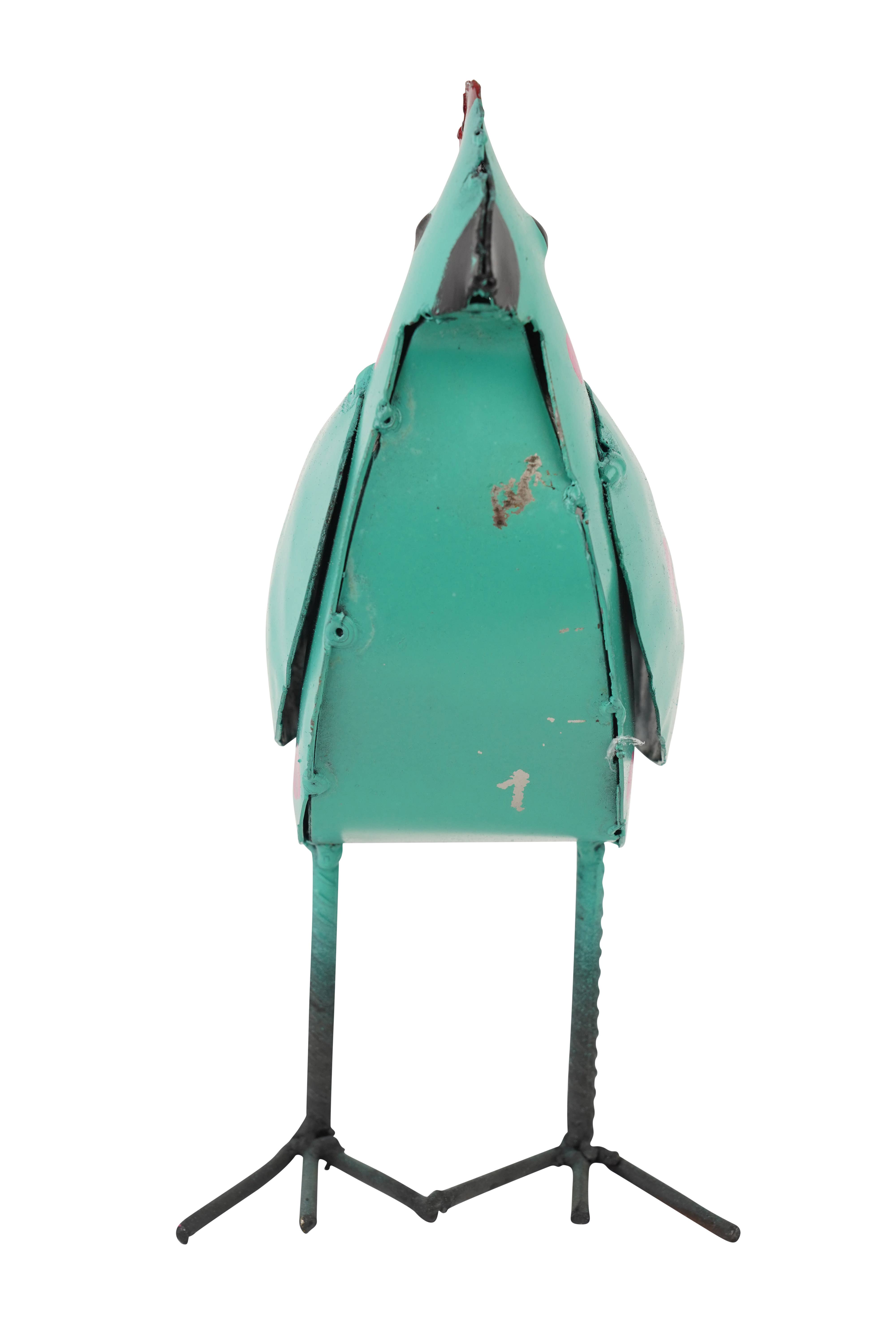 My Amigos Imports - Venta al por mayor Adornos/decoración de exteriores - Pollo de metal con lunares para jardín, mini escultura 20 x 13 x 8 cm6