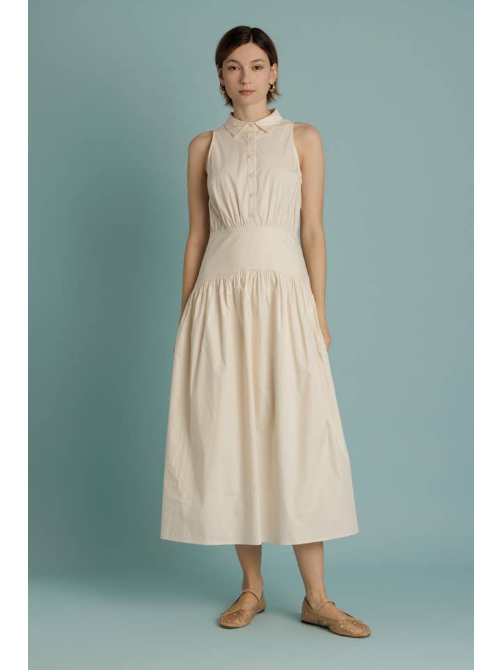 Aureum - Wholesale Dress - Women's - AD2344 - CURVED YOKE MIDI SHIRT DRESS4